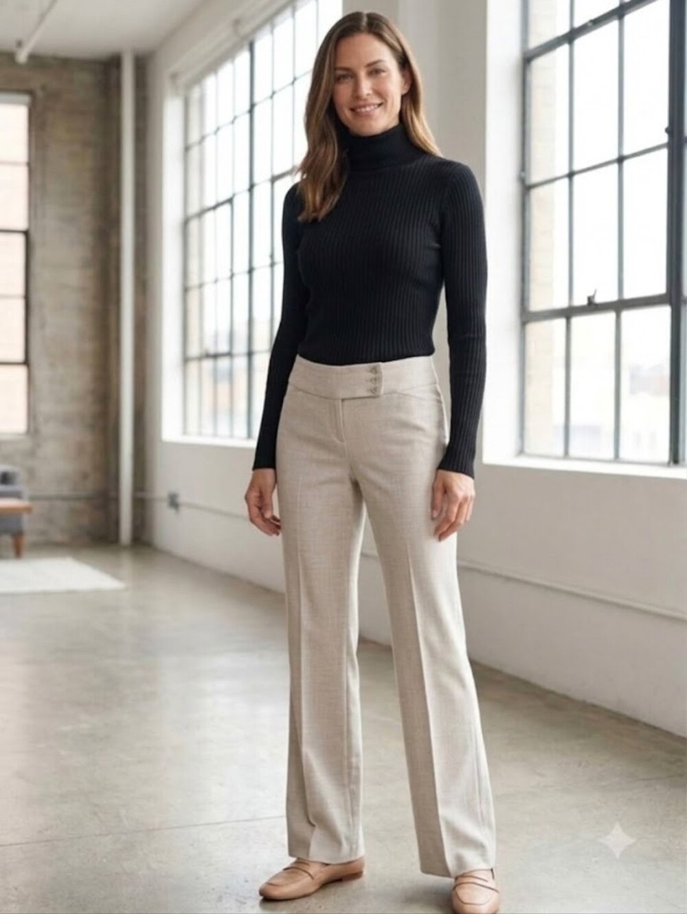 White House Black Market Beige Flare Leg Dress Pants